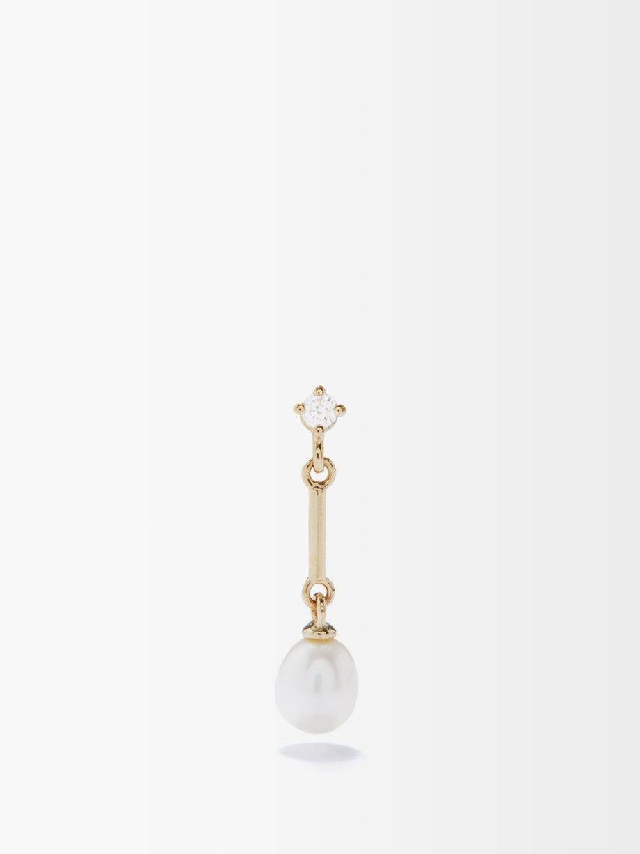 Princesse mini diamond, pearl & 14kt gold earring by ANISSA KERMICHE