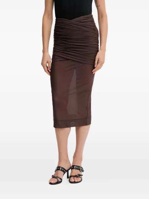 Scandal ruched semi-sheer midi skirt by ANIYE BY