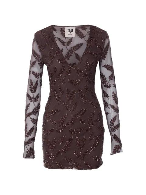 sequined embroidered long-sleeved mini dress by ANIYE BY