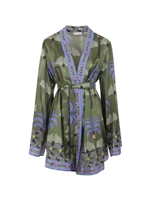 Carlotta palm-print belted kimono by ANJUNA
