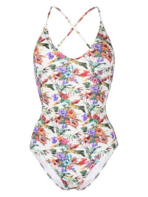 Mara floral-print scoop-neck swimsuit by ANJUNA