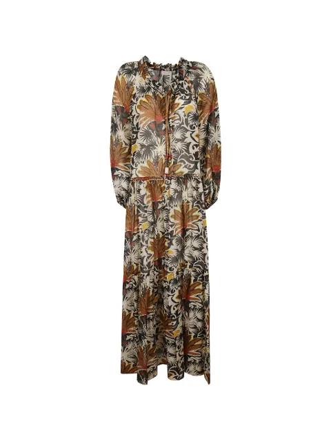floral-print beaded-tie dress by ANJUNA