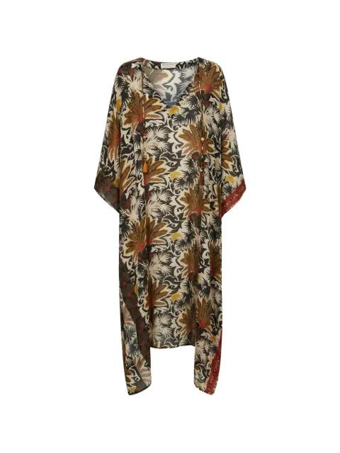 floral-print drawstring kaftan by ANJUNA