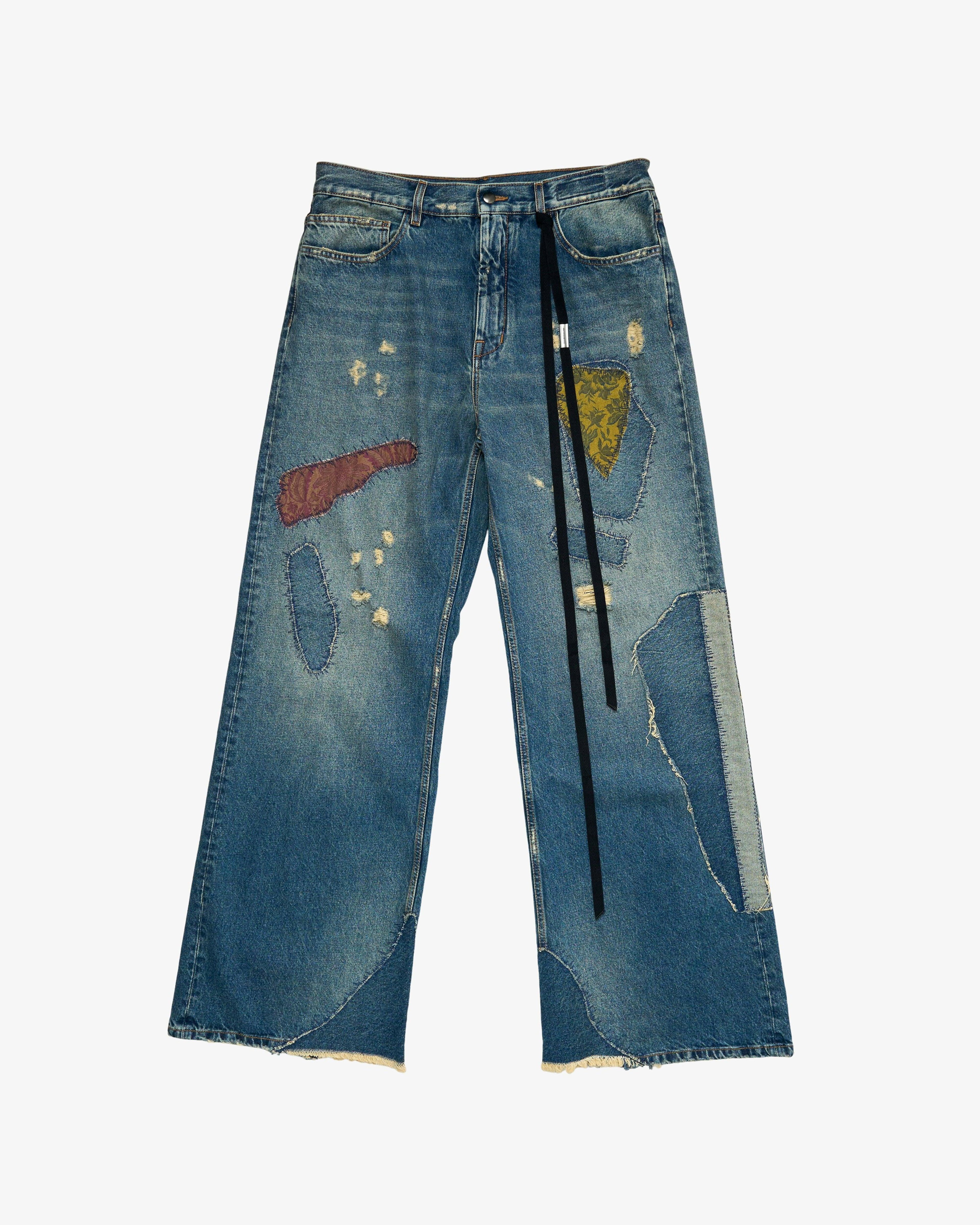 ANN DEMEULEMEESTER - Men's Modest 5-Pockets Relaxed Flared Trousers - (Denim) by ANN DEMEULEMEESTER