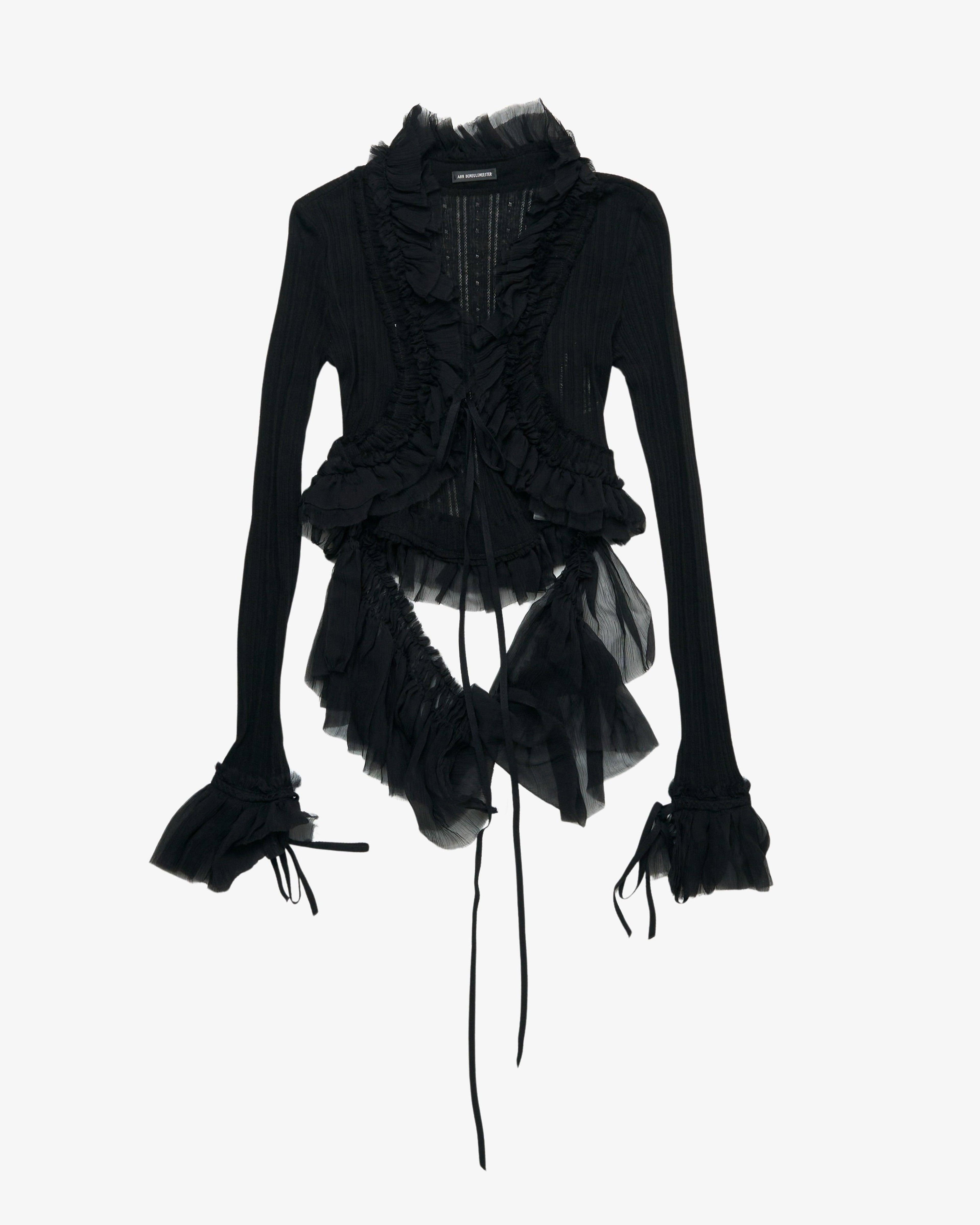 ANN DEMEULEMEESTER - Women's Jedi Long Sleeve Open Front Top - (Black) by ANN DEMEULEMEESTER