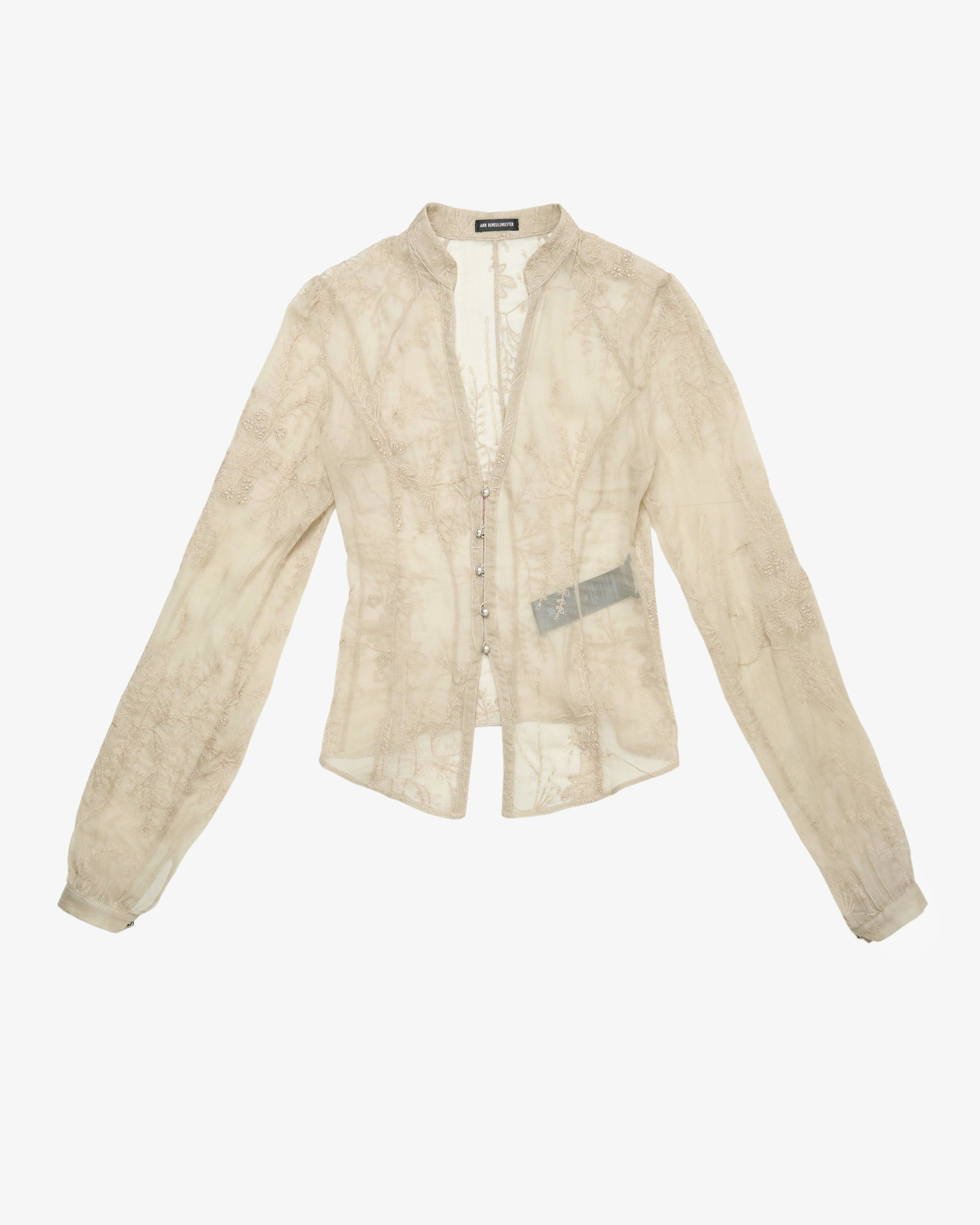 ANN DEMEULEMEESTER - Women's Rhea Open Front Shirt - (Natural) by ANN DEMEULEMEESTER