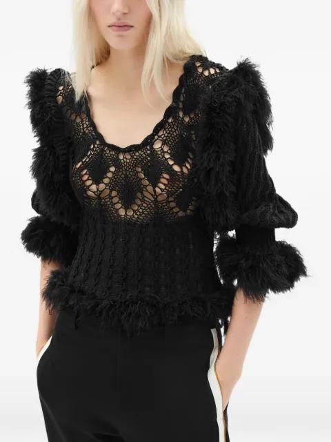 Dudu feather-trim scallop-neck sweater by ANN DEMEULEMEESTER