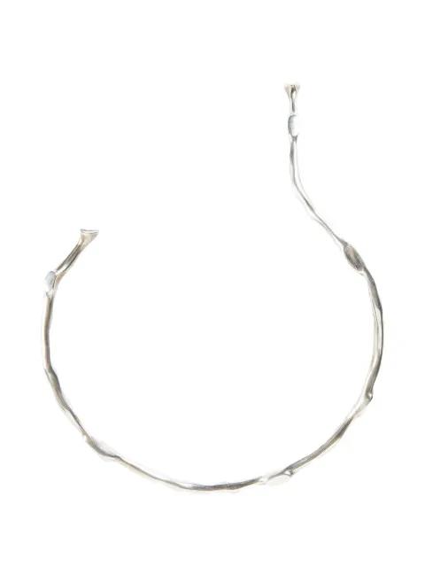 Futuristic antique silver brass necklace by ANN DEMEULEMEESTER
