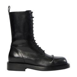 Gillian pintuck combat boots by ANN DEMEULEMEESTER