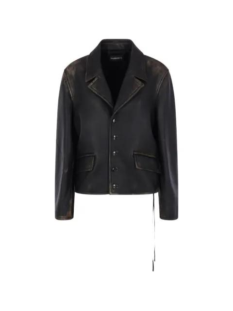 Malik distressed-effect leather jacket by ANN DEMEULEMEESTER