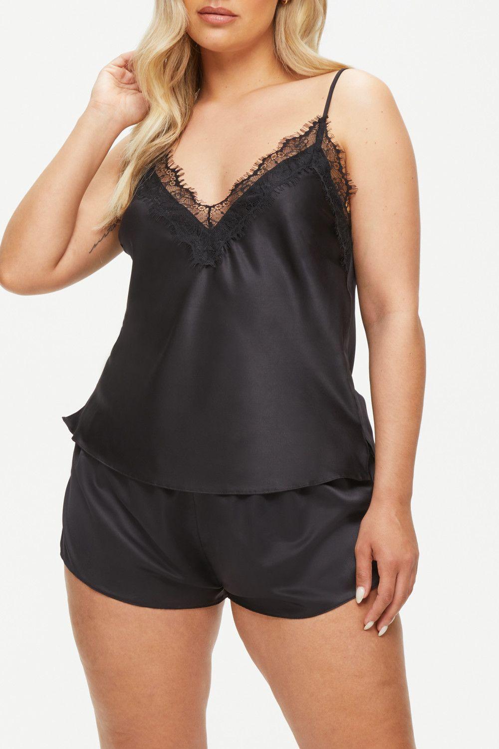 Cerise Satin Cami Set Black by ANN SUMMERS