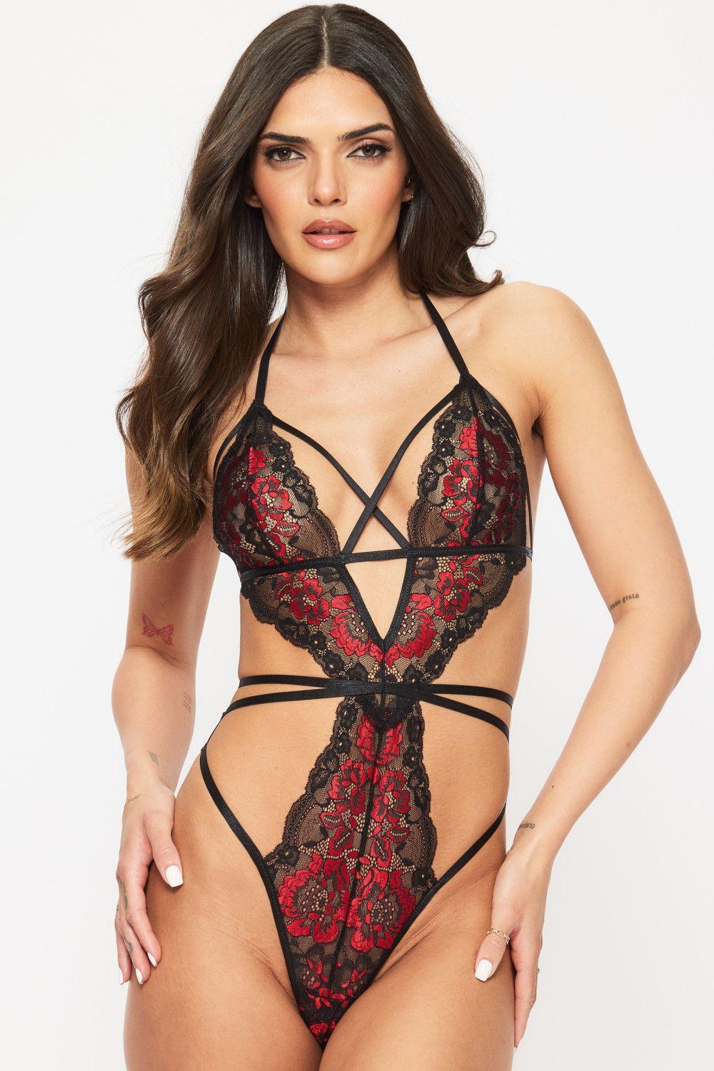 Liberty Lace Halterneck Crotchless Body by ANN SUMMERS