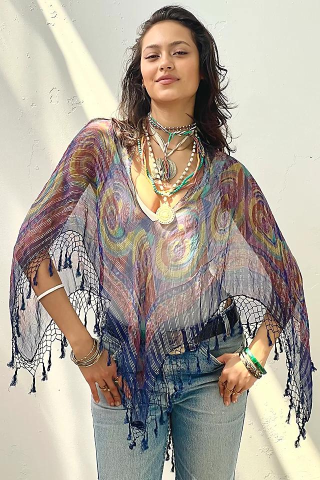 Anna Corinna Reworked Vintage Sheer Fringed Poncho Top by ANNA CORINNA | FREE PEOPLE
