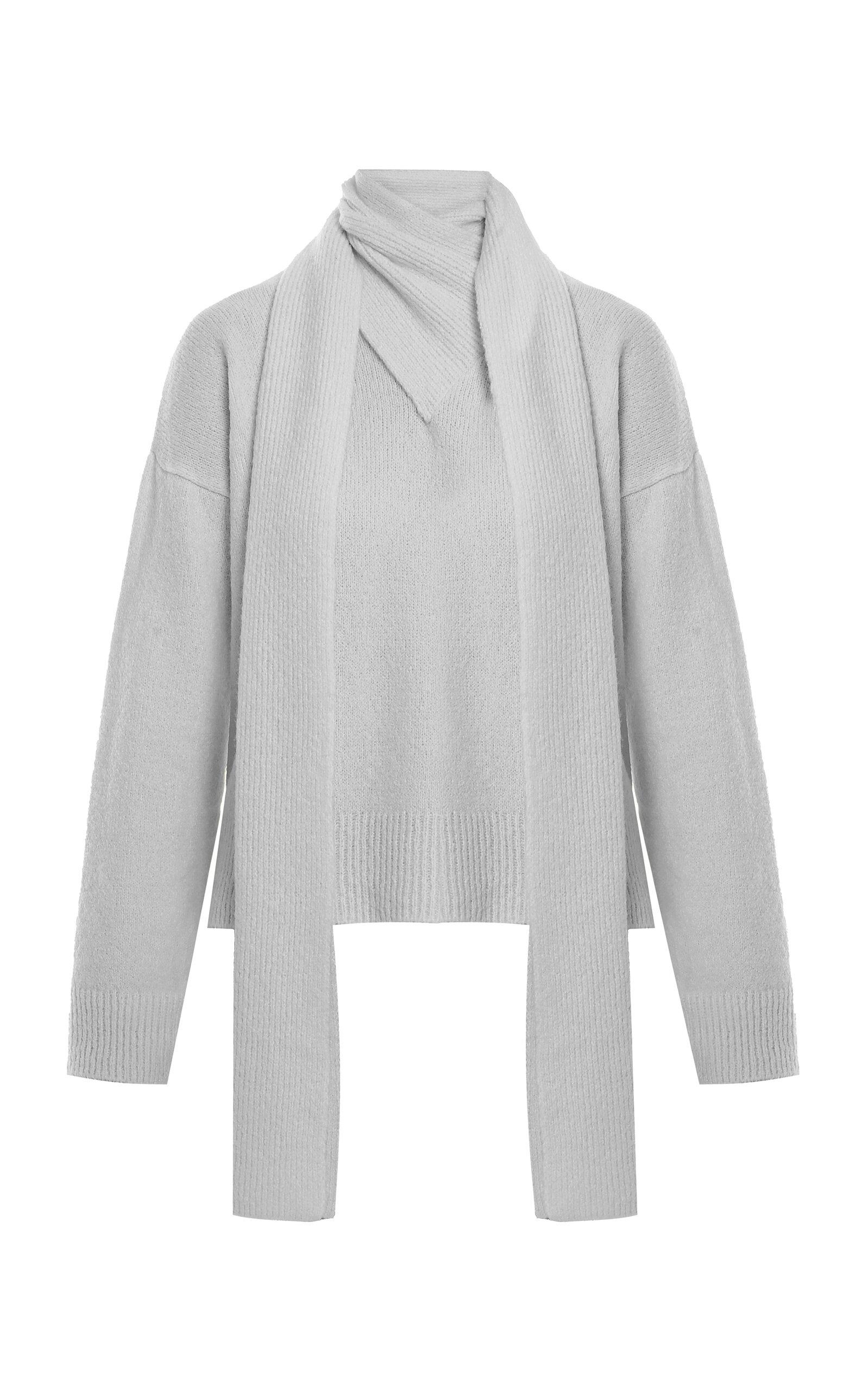 Anna October - Bruno Scarf-Detailed Knit Sweater - Grey - - Only At Moda Operandi by ANNA OCTOBER