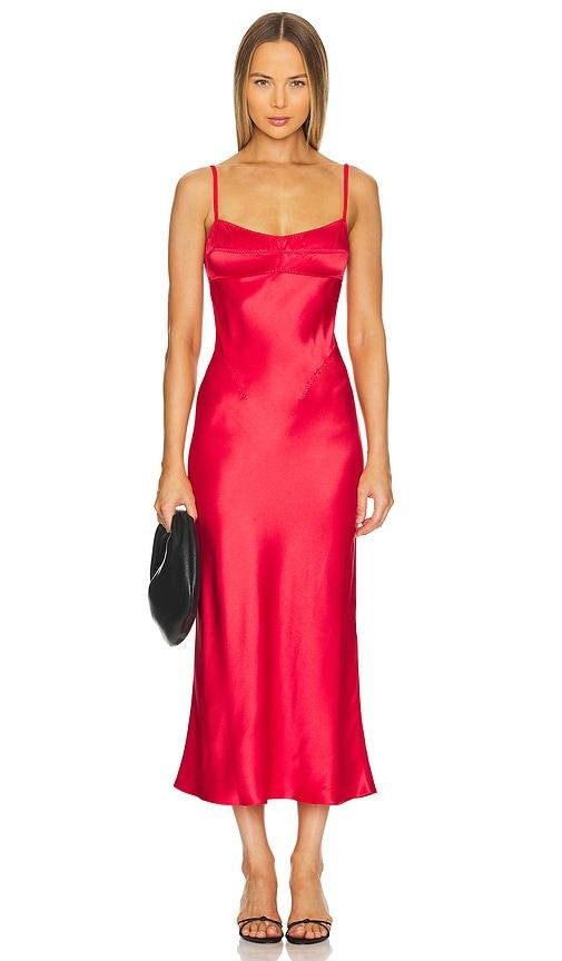 Anna October Waterlily Midi Dress in Red by ANNA OCTOBER