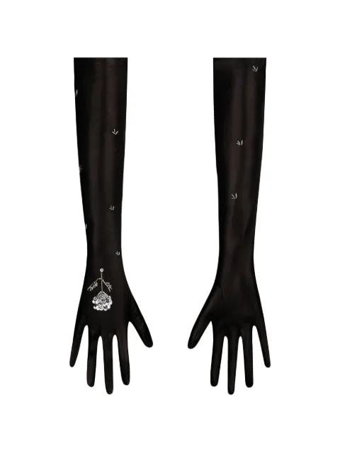 Tona sequin-embellished opera-length gloves by ANNA OCTOBER