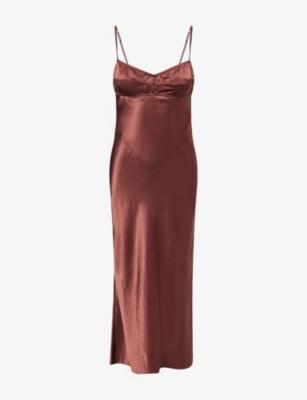 Waterlily Scoop-Back Satin Midi Dress by ANNA OCTOBER