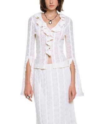 Floral Ruffle Stretch Lace Blouse by ANNA SUI