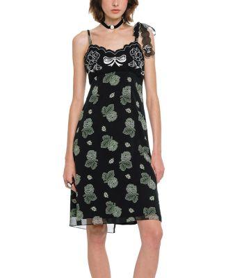 Lily and Roses Chiffon Combo Embroidered Slip Dress by ANNA SUI