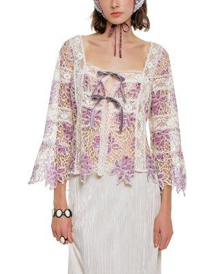 Medallion Floral Lace Tie Blouse by ANNA SUI