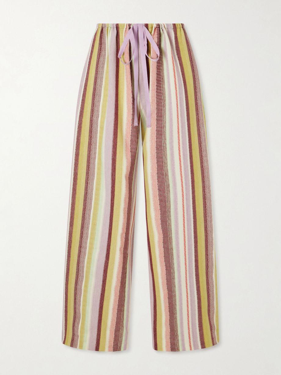 Mesa striped cotton-blend straight-leg drawstring pants by ANNA SUI