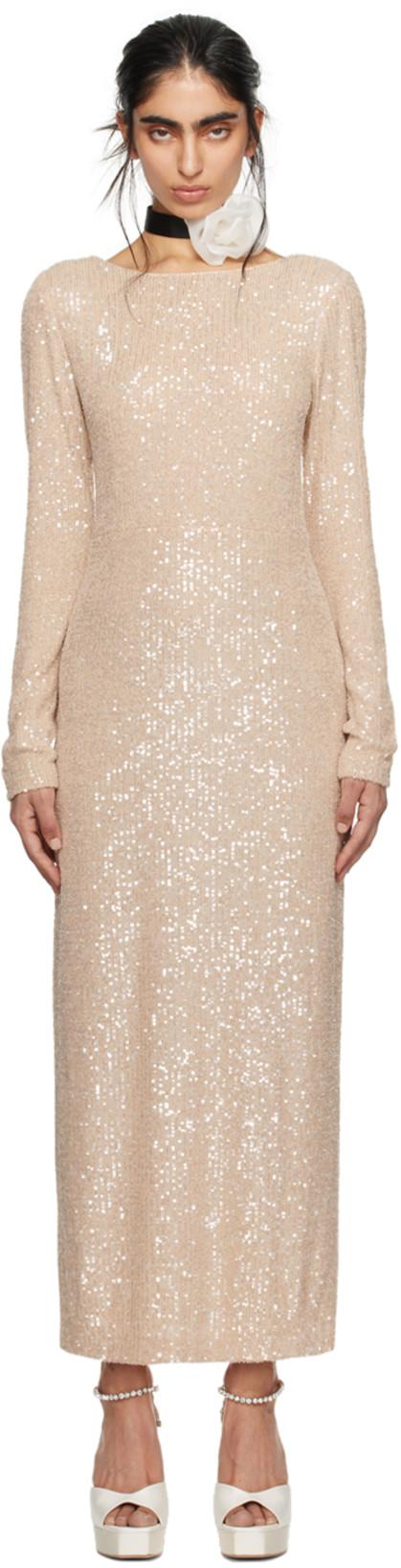 SSENSE Exclusive Beige Open Back Midi Dress by ANNA SUI