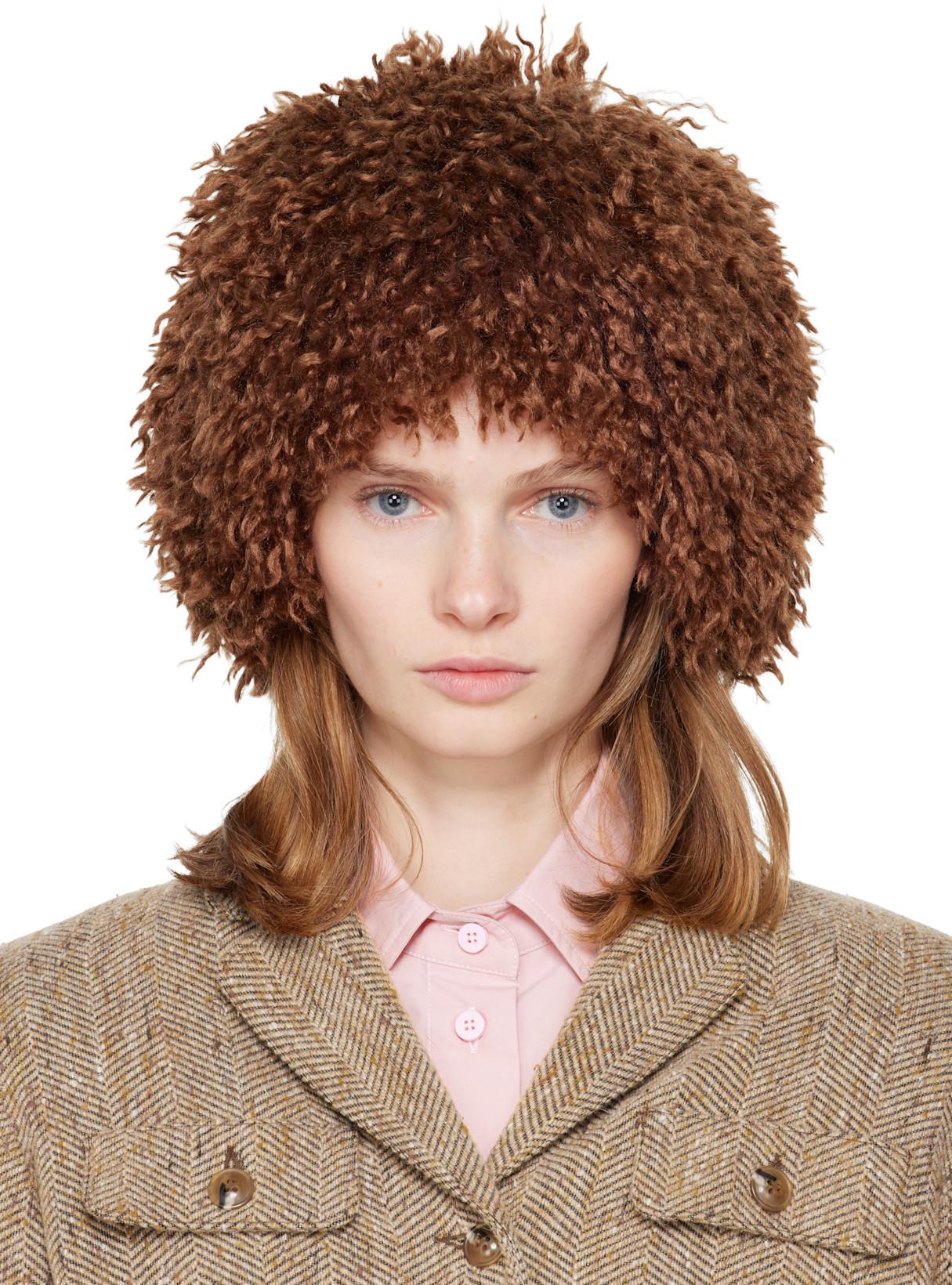 SSENSE Exclusive Brown Faux Fur Beanie by ANNA SUI