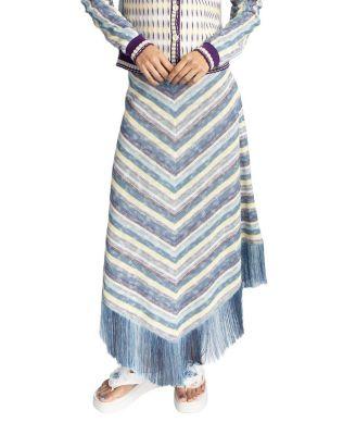 Serape Knit Fringe Skirt by ANNA SUI