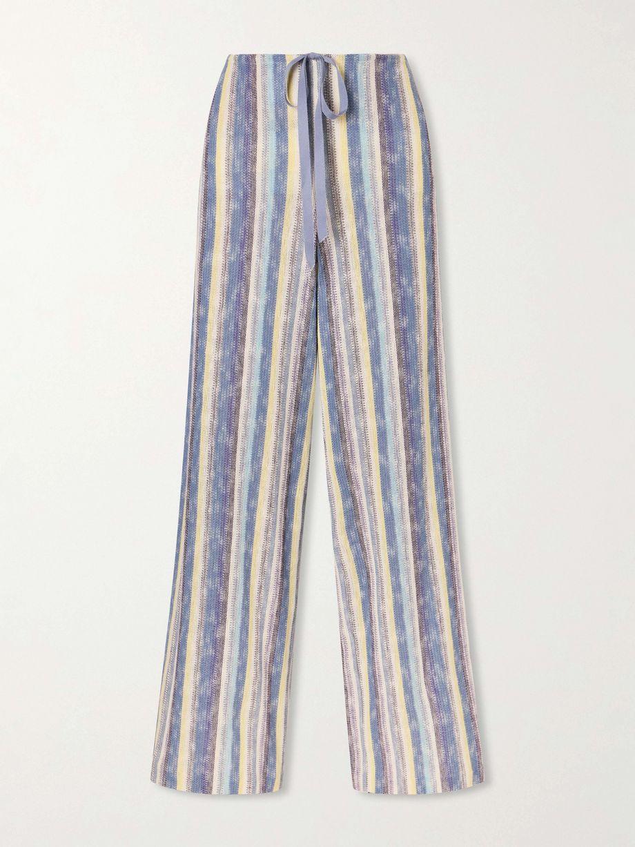 Serape striped crocheted cotton-blend wide-leg pants by ANNA SUI