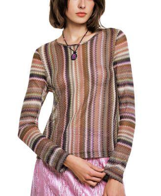 Wavy Chevron Knit Long Sleeve Stripe Top by ANNA SUI
