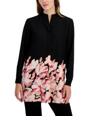 Women's Floral-Hem Popover Tunic Blouse by ANNE KLEIN