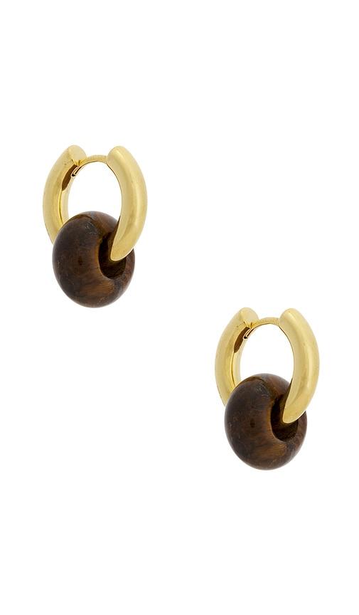 ANNI LU Glazed Donut Hoops in Brown,Metallic Gold by ANNI LU