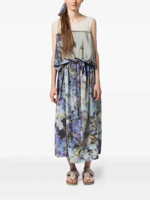 floral-print tie-waist midi dress by ANNTIAN