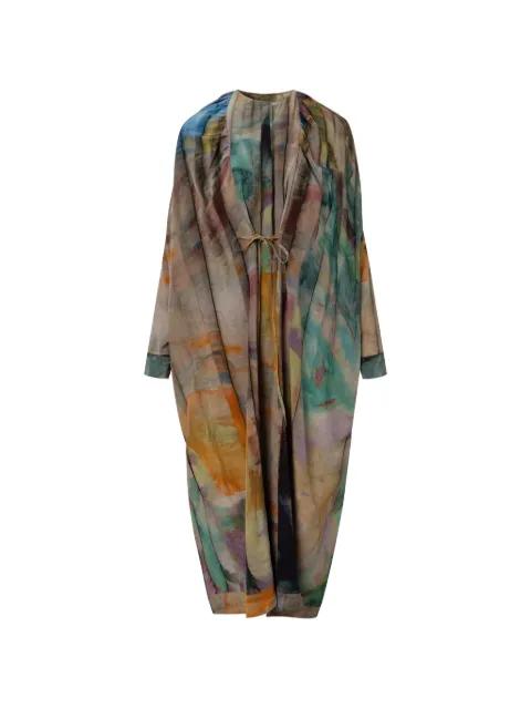 printed  tie-detail maxi dress by ANNTIAN
