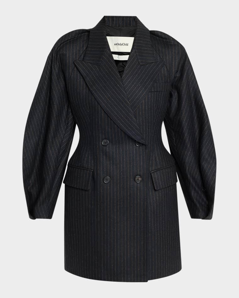 Kitts Ruched Balloon-Sleeve Double-Breasted Blazer by ANONLYCHILD