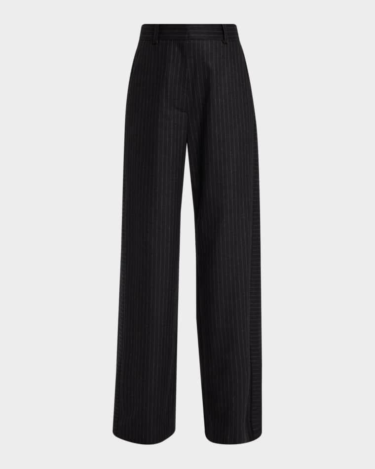 Via Pinstriped Wide-Leg Side-Stripe Pants by ANONLYCHILD