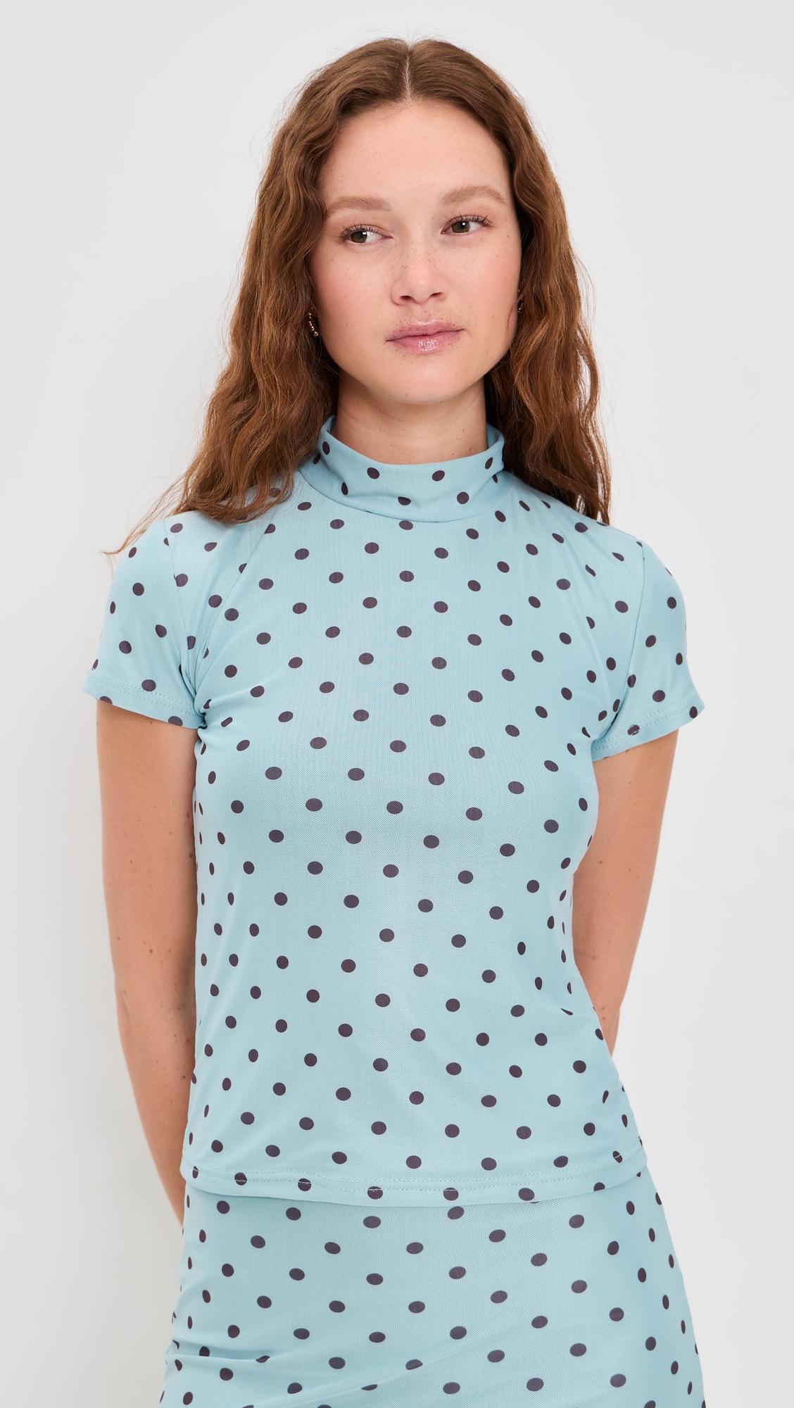 Polka Dot Mesh High Neck Top by ANOTHER GIRL