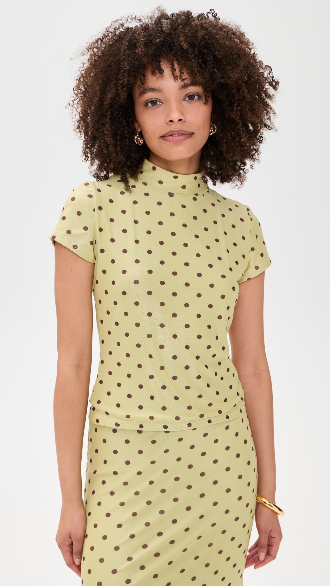 Polka Dot Mesh High Neck Top by ANOTHER GIRL