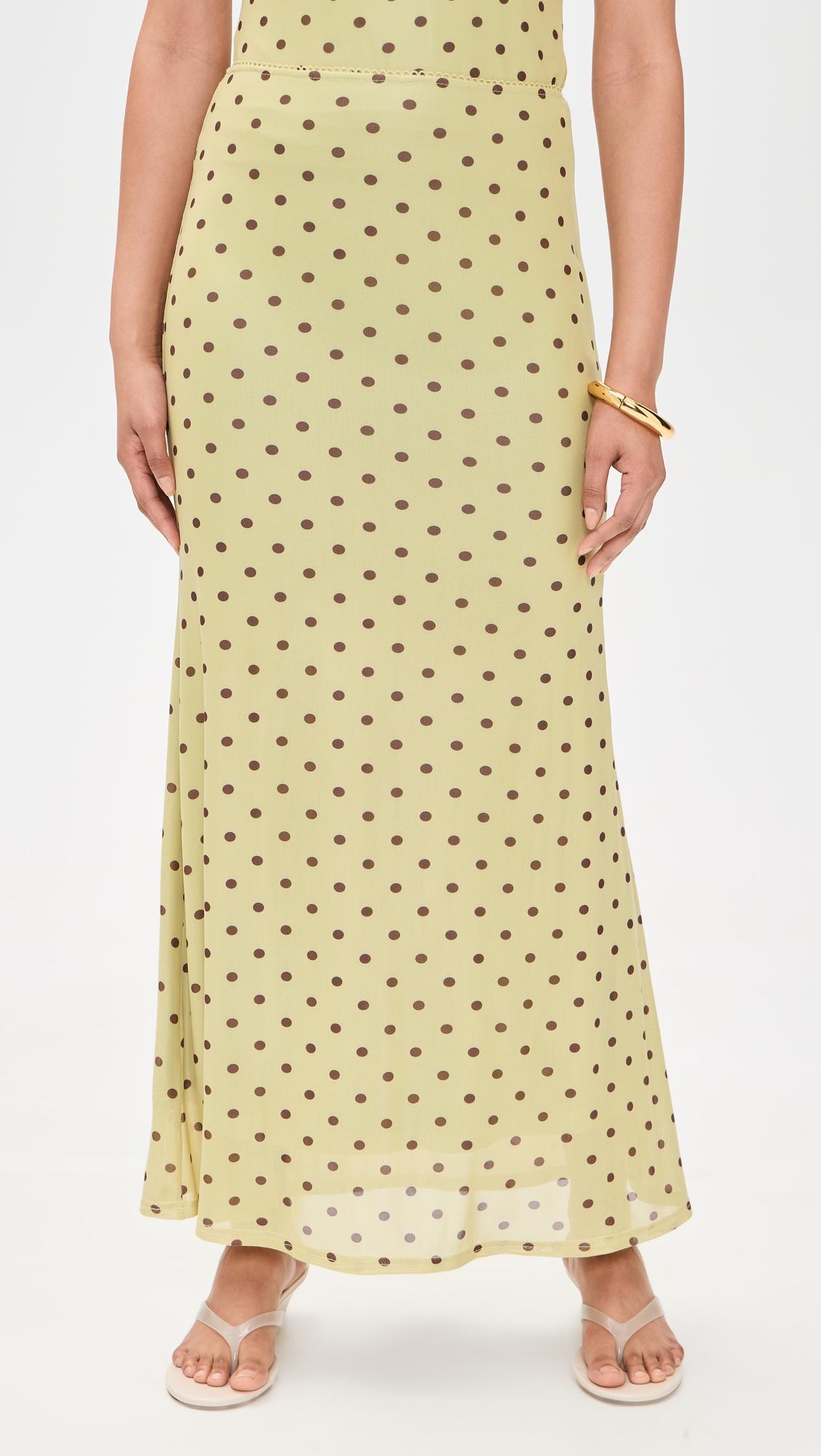 Polka Dot Mesh Maxi Skirt by ANOTHER GIRL