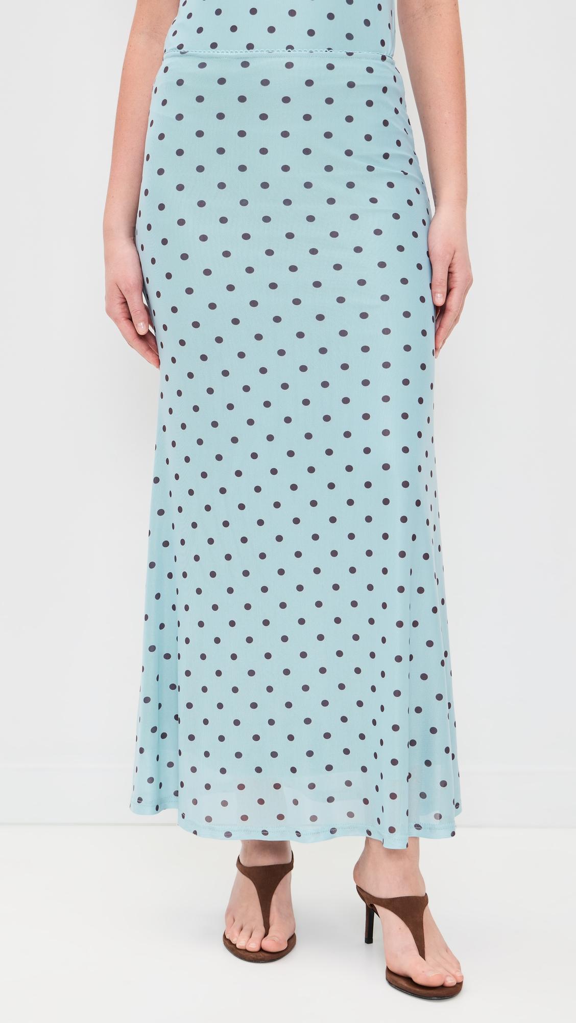 Polka Dot Mesh Maxi Skirt by ANOTHER GIRL
