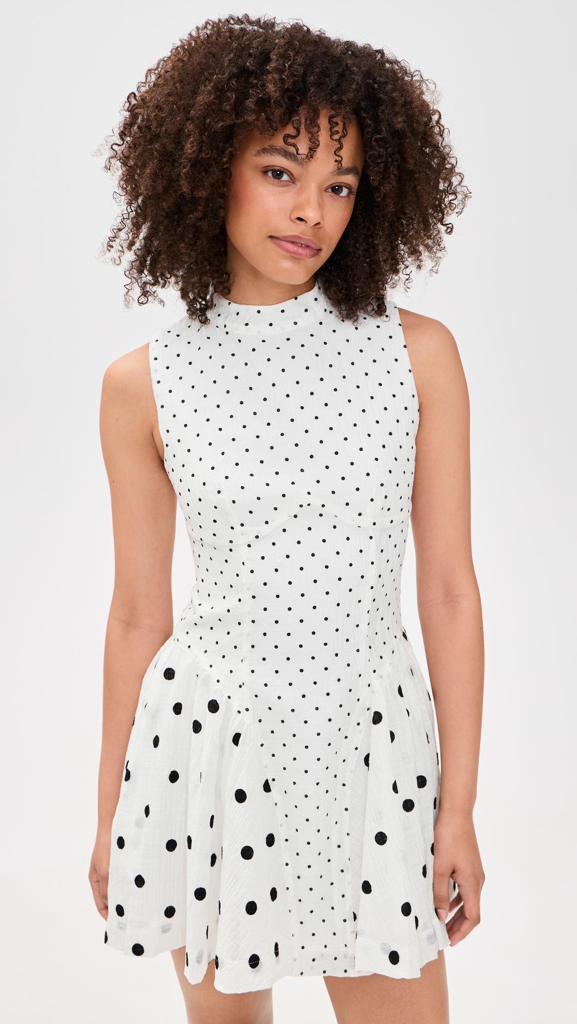 Polka-Dot Mix Gathered Hip Mini Dress by ANOTHER GIRL