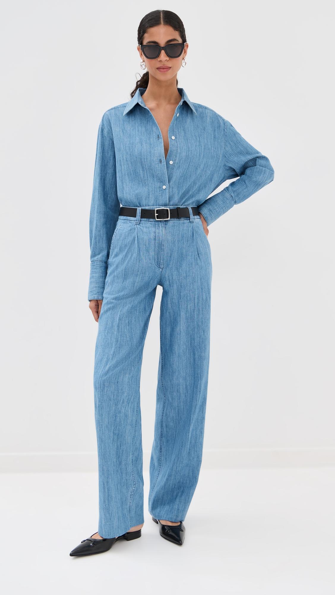 Chambray Relaxed Wide Leg Pants by ANOTHER TOMORROW