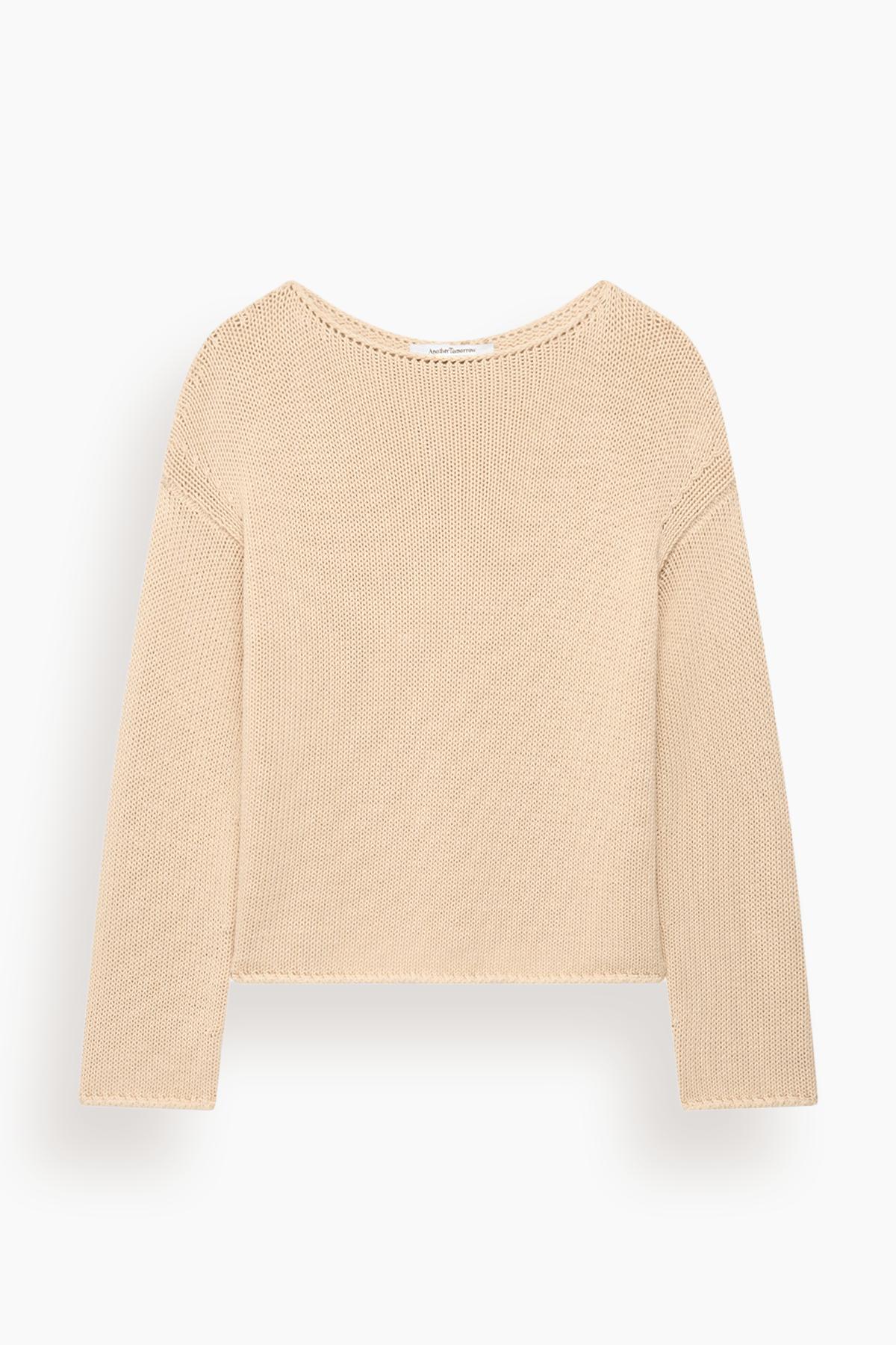 Draped Knit Sweater in Sand by ANOTHER TOMORROW