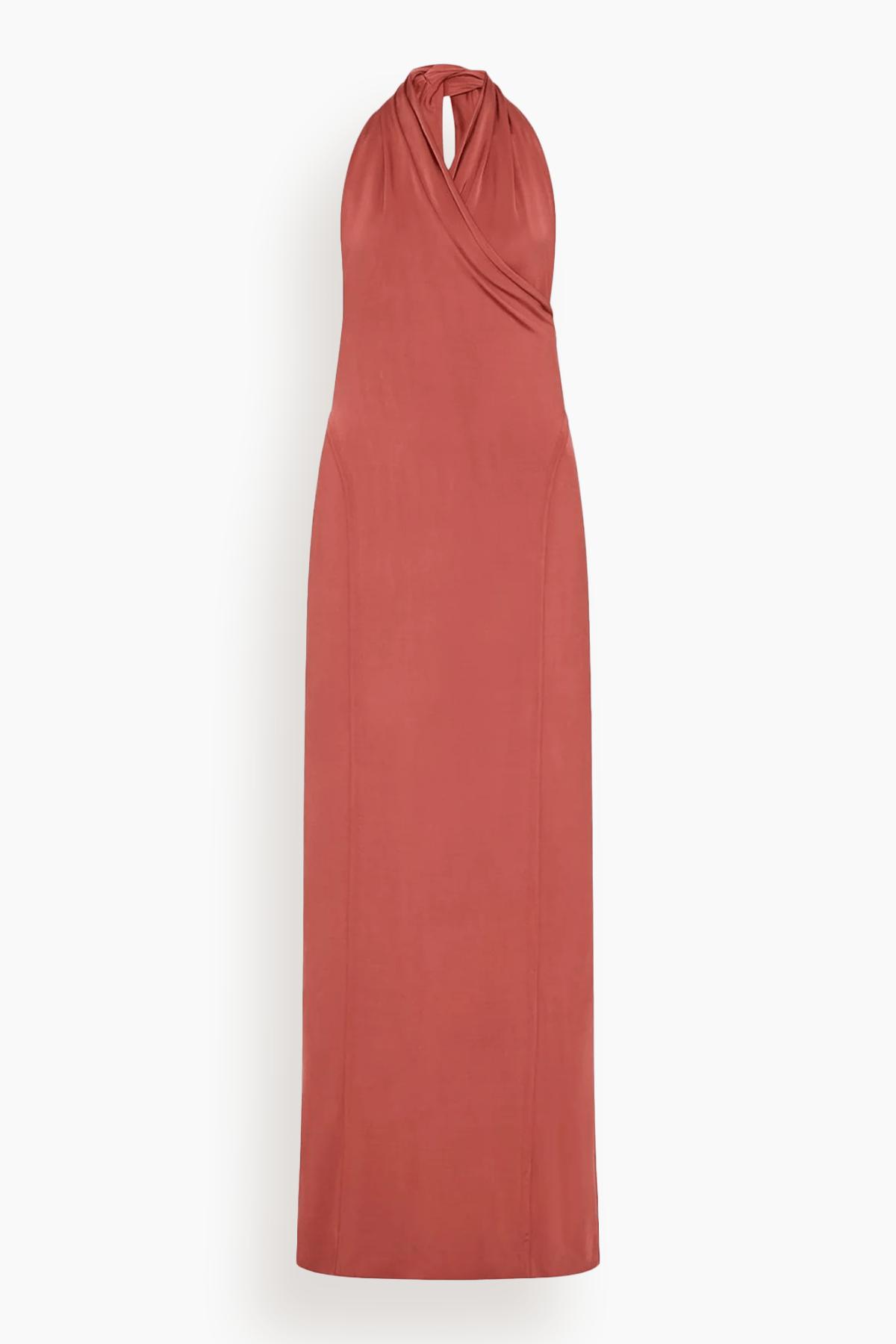 Gathered Halter Dress in Persimmon by ANOTHER TOMORROW