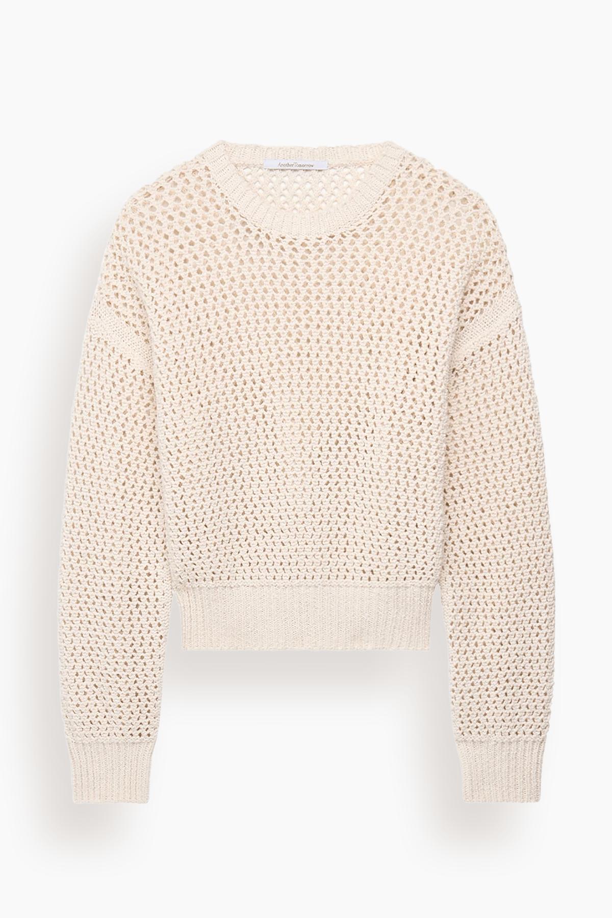 Open Knit Crewneck in Ecru by ANOTHER TOMORROW