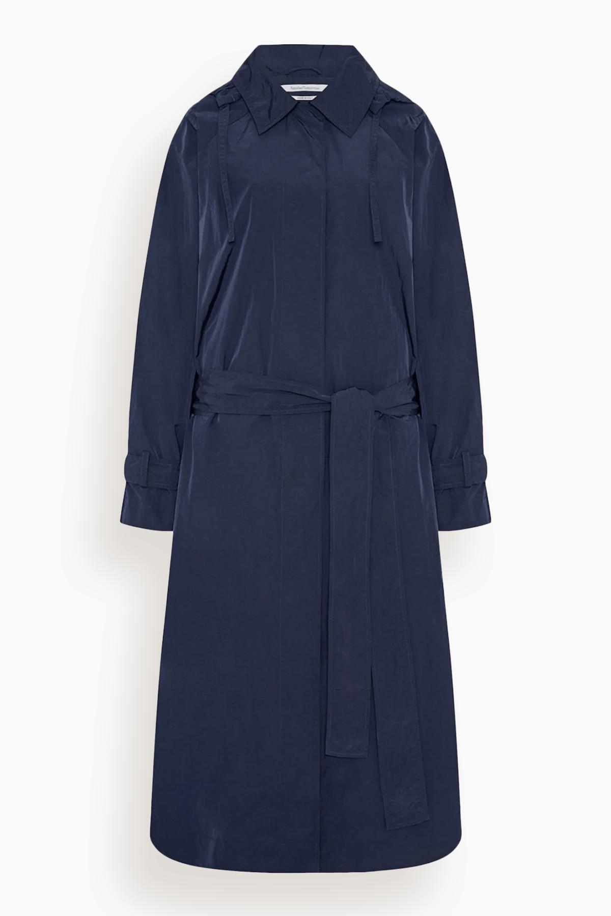 Recycled Nylon Trench in Navy by ANOTHER TOMORROW