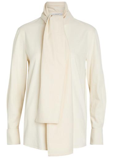 Scarf-effect chambray blouse by ANOTHER TOMORROW