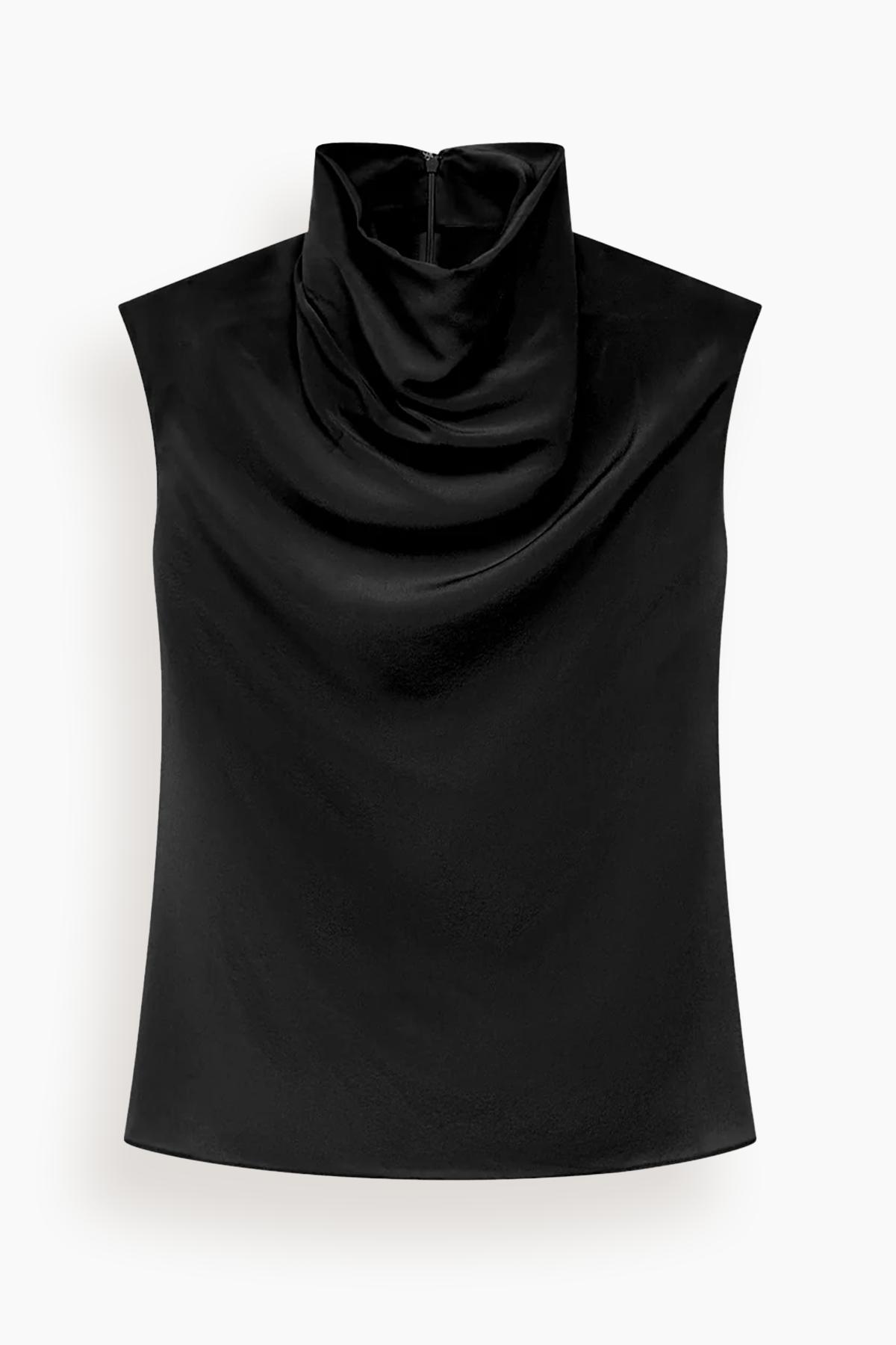 Silk Draped Top in Black by ANOTHER TOMORROW