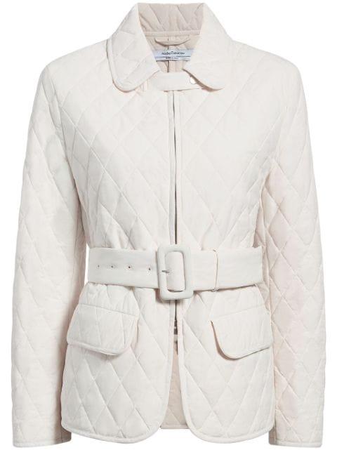 diamond-quilted belted puffer jacket by ANOTHER TOMORROW