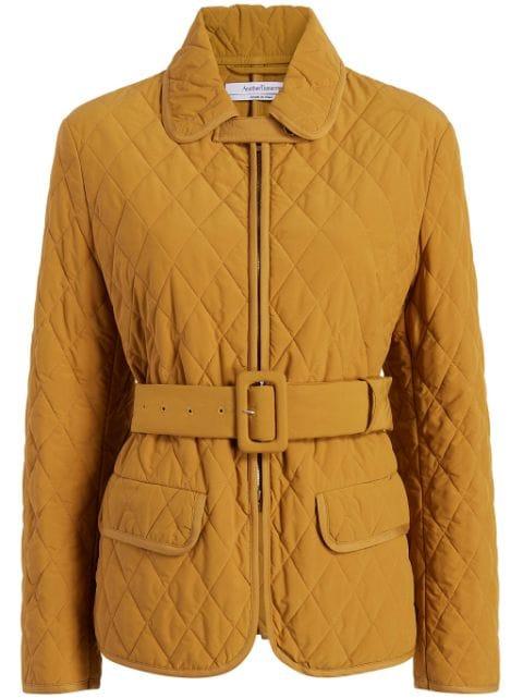diamond-quilted belted puffer jacket by ANOTHER TOMORROW